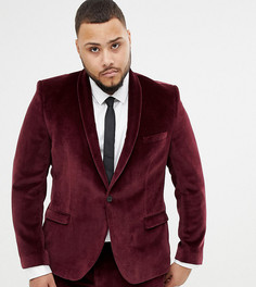 Супероблегающий бархатный бордовый пиджак Twisted Tailor-Красный
