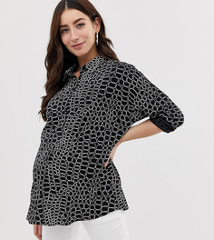 Рубашка с длинными рукавами и принтом под кожу крокодила ASOS DESIGN Maternity-Мульти