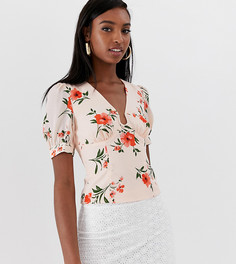 Топ с цветочным принтом и кольцом спереди Fashion Union Tall-Розовый