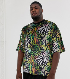 Велюровая oversize-футболка с зебровым принтом ASOS DESIGN Plus-Мульти