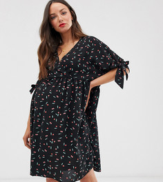 Свободное платье с принтом вишни, запахом и завязками на рукавах ASOS DESIGN Maternity-Мульти