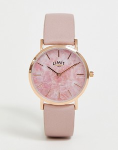 Часы с мраморным циферблатом и ремешком из искусственной кожи розового цвета Limit-Розовый
