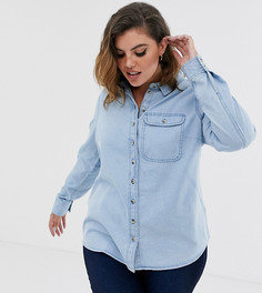 Джинсовая рубашка с карманом ASOS DESIGN Curve-Синий