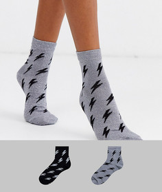 Носки с блестками ASOS DESIGN - Набор из 2 шт.-Мульти