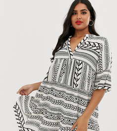 Свободное платье мини с принтом Vero Moda Curve-Мульти
