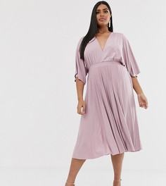 Платье-кимоно миди эксклюзивно для ASOS DESIGN Curve-Фиолетовый