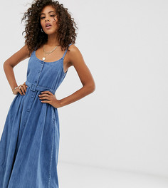 Джинсовое платье миди с поясом ASOS DESIGN Tall-Синий