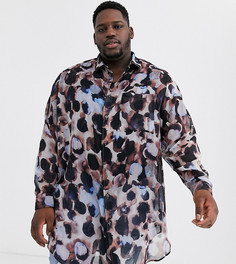 Длинная рубашка классического кроя с абстрактным принтом ASOS DESIGN Plus-Розовый