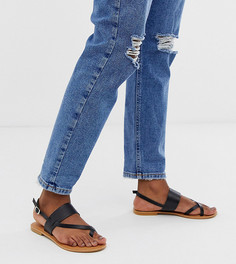 Кожаные сандалии для широкой стопы ASOS DESIGN-Черный