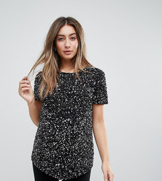 Футболка с асимметричным краем и декоративной отделкой ASOS Maternity-Черный