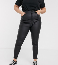 Черные джинсы скинни из искусственной кожи с покрытием New Look Curve-Черный