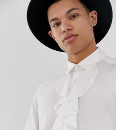 Жаккардовая рубашка классического кроя с оборкой спереди ASOS DESIGN Tall-Белый