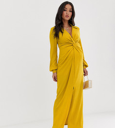 Фактурное платье макси с декоративным узлом и драпировкой ASOS DESIGN maternity-Желтый