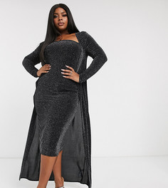 Платье миди и кардиган макси ASOS DESIGN Curve-Черный