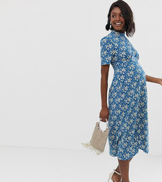 Чайное платье миди на пуговицах с цветочным принтом ASOS DESIGN Maternity-Мульти