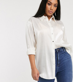 Прозрачная oversize-рубашка из органзы Glamorous Curve-Кремовый