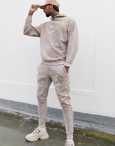 Oversized-худи от комплекта из флиса с логотипом "Dark future" ASOS DESIGN-Бежевый