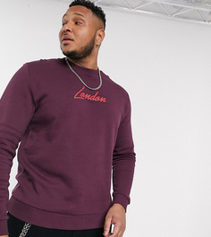 Бордовый свитшот с принтом ASOS DESIGN Plus-Красный