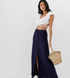 Юбка макси с пуговицами ASOS DESIGN Tall-Темно-синий