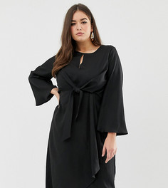 Черное платье миди с завязкой спереди Missguided Plus-Черный
