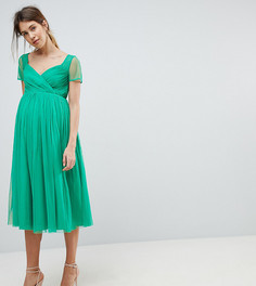 Платье миди из тюля с прозрачными рукавами ASOS MATERNITY-Зеленый