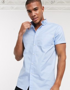 Голубая оксфордская рубашка с короткими рукавами Topman-Розовый