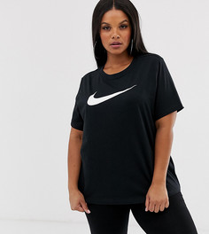 Черная футболка с логотипом-галочкой Nike - plus-Черный