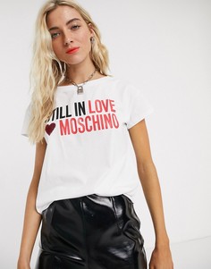 Футболка с надписью "still in love" и логотипом Love Moschino-Белый