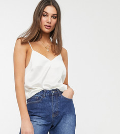 Атласный топ на бретелях ASOS DESIGN Tall-Кремовый