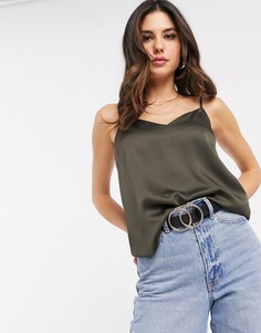 Атласный топ на бретельках ASOS DESIGN-Зеленый