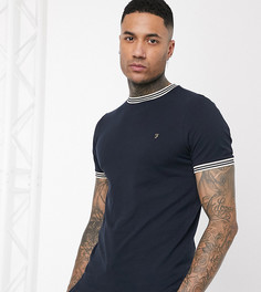 Темно-синяя футболка с контрастной окантовкой Farah-Темно-синий
