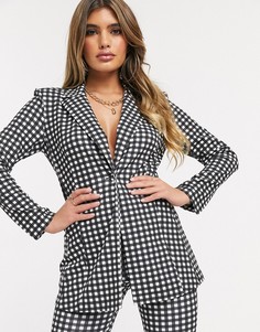 Трикотажный пиджак в клеточку ASOS DESIGN-Мульти