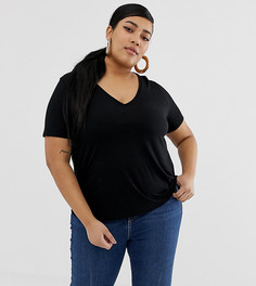 Черная футболка с короткими рукавами и V-образным вырезом ASOS DESIGN Curve-Черный