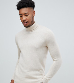 Джемпер-водолазка из овечьей шерсти овсяного цвета ASOS DESIGN Tall-Бежевый