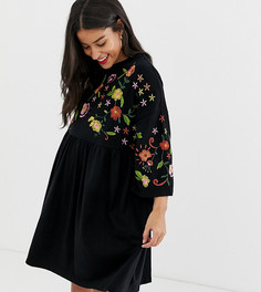 Свободное платье с вышивкой ASOS DESIGN Maternity-Черный