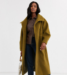 Пальто с большим воротником ASOS DESIGN Tall-Зеленый