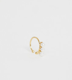 Кафф из позолоченного серебра с искусственным жемчугом ASOS DESIGN-Золотой