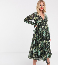 Платье миди с цветочным принтом и присборенной талией ASOS DESIGN Maternity-Мульти