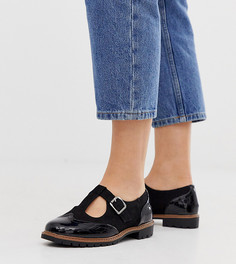 Черные туфли из искусственной замши New Look Wide Fit-Черный