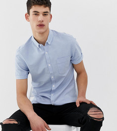 Голубая оксфордская рубашка скинни с воротником на пуговицах ASOS DESIGN Tall-Синий