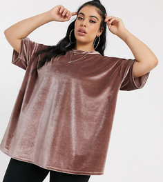 Бархатная oversize-футболка ASOS DESIGN Curve-Розовый