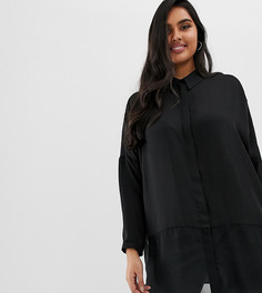Мягкая рубашка с длинными рукавами из однотонного прозрачного материала ASOS DESIGN Curve-Черный