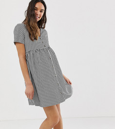 Свободное платье в полоску с пуговицами и V-образным вырезом ASOS DESIGN Maternity-Мульти