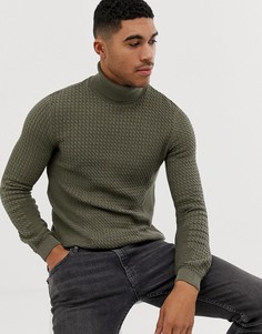 Обтягивающий джемпер с высоким воротом ASOS DESIGN-Зеленый