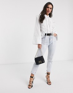 Рубашка с длинными рукавами и сборками ASOS DESIGN-Белый
