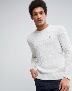 Джемпер с круглым вырезом и узором "косичка" Polo Ralph Lauren-Серый