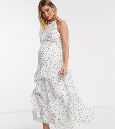 Премиум-платье в горошек с оборками ASOS DESIGN Maternity-Мульти