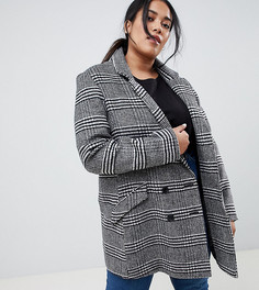 Узкое пальто в клетку ASOS DESIGN Curve-Мульти