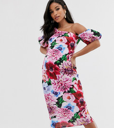 Облегающее платье миди с цветочным принтом ASOS DESIGN Maternity-Черный