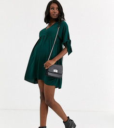 Свободное платье мини с запахом и завязками на рукавах ASOS DESIGN Maternity-Зеленый
